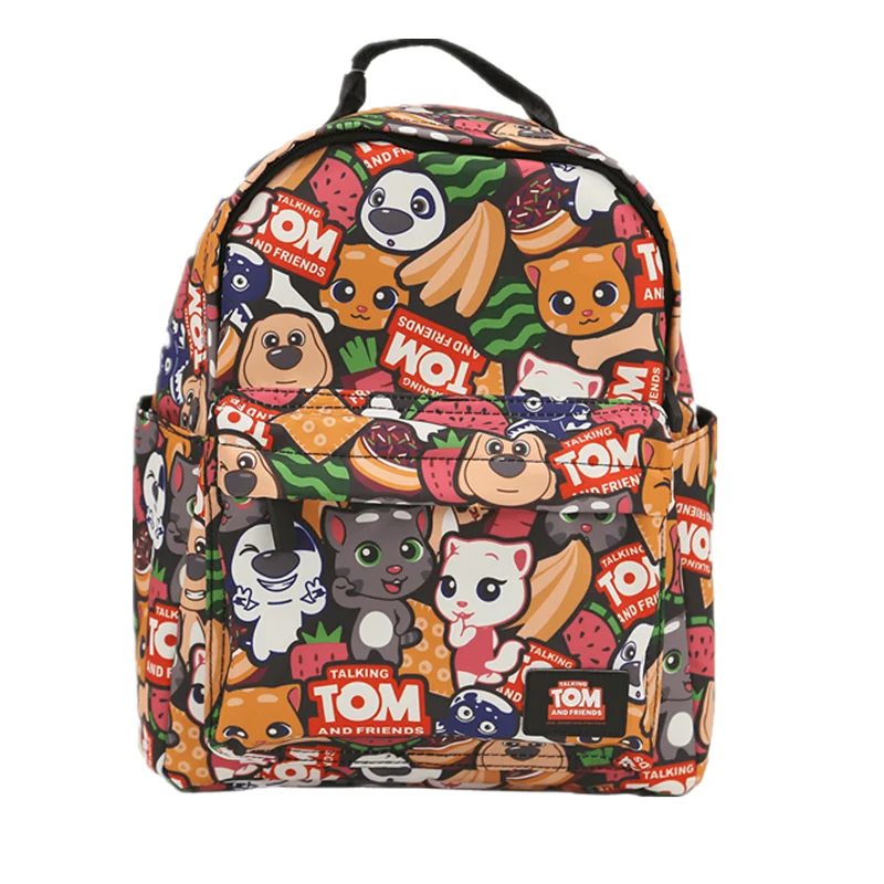 Детская парусиновая сумка с принтом Talking Tom and Friends, молодежные модные сумки с принтом для мальчиков и девочек-подростков - Цвет: Printed Backabg