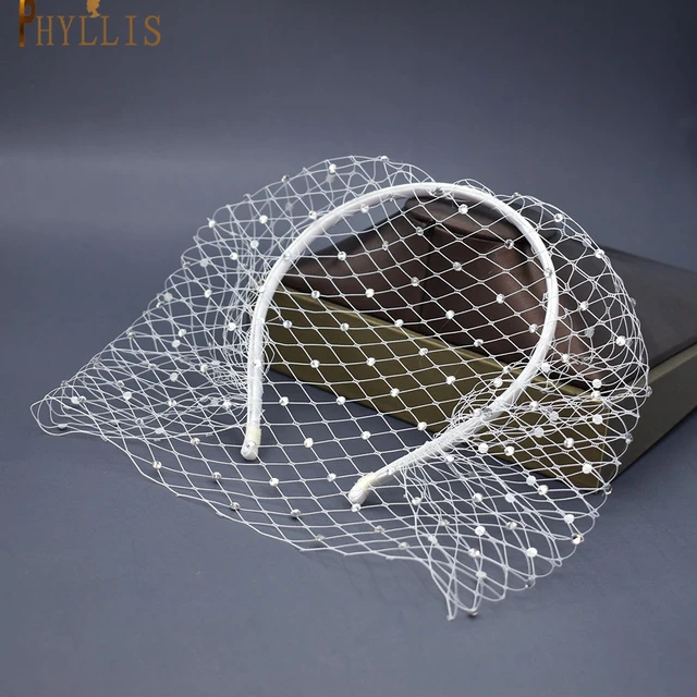 JM19 Bridal Birdcage Veil Blusher Veil Short Veil Russian Tulle Cage Veil Face Veils Fascinator Wedding Accessories for Bride JM06-White