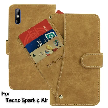 

Vintage Leather Wallet Tecno Spark 4 Air Case 6.1" Flip Luxury Card Slots Cover Magnet Stand Phone Protective Bags