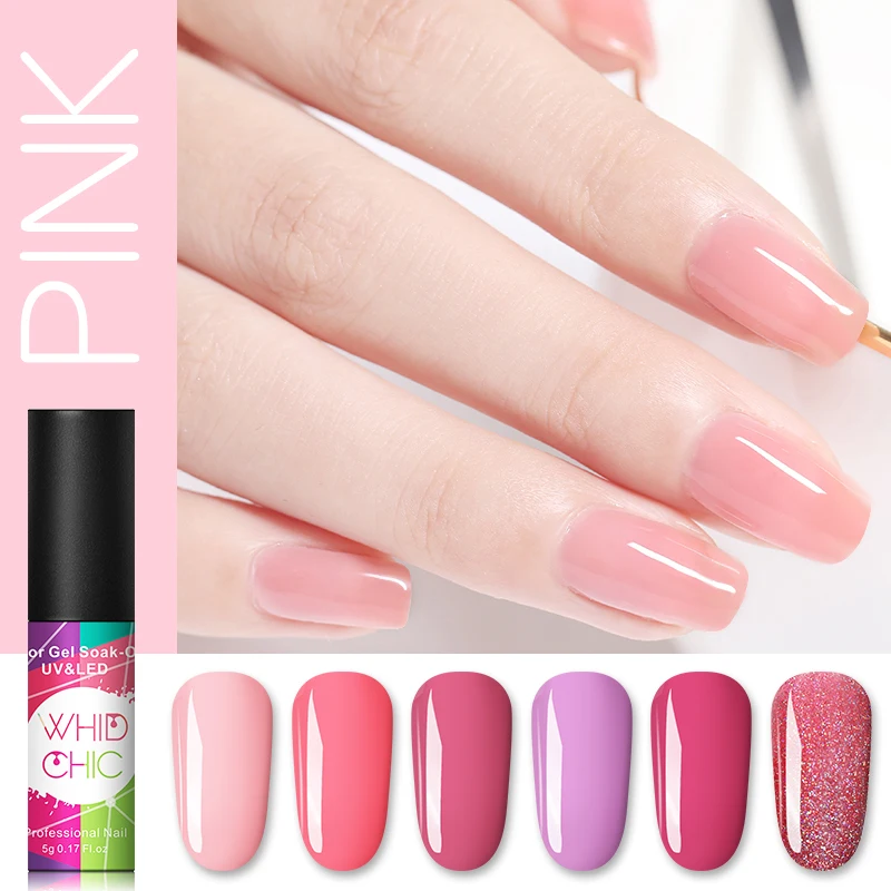 

WHID CHIC Nail Gel Polish Pink Series Soak Off UV Gel Nail Polish Lacquer UV LED Semi Permanent Nail Art Gel Varnish 5ml