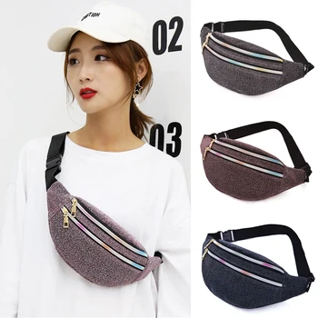 

Fashion Glitter Fanny Pack 2019 Women Zipper Waist Pack Pouch Bum Bag