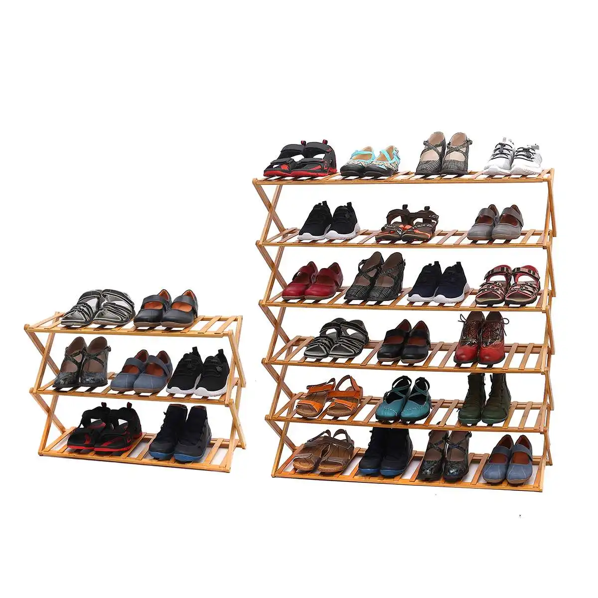 Folding 3/6 Layers Bamboo Shoes Rack Organizer Stand Holder Home Office
