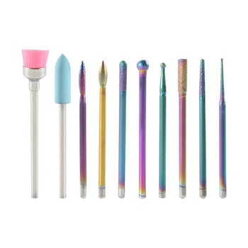 

10pcs Sander Tool Electric Manicure Machine Dead Skin Clean With Box Random Color Professional Colorful Nail Grinding Drill Bit
