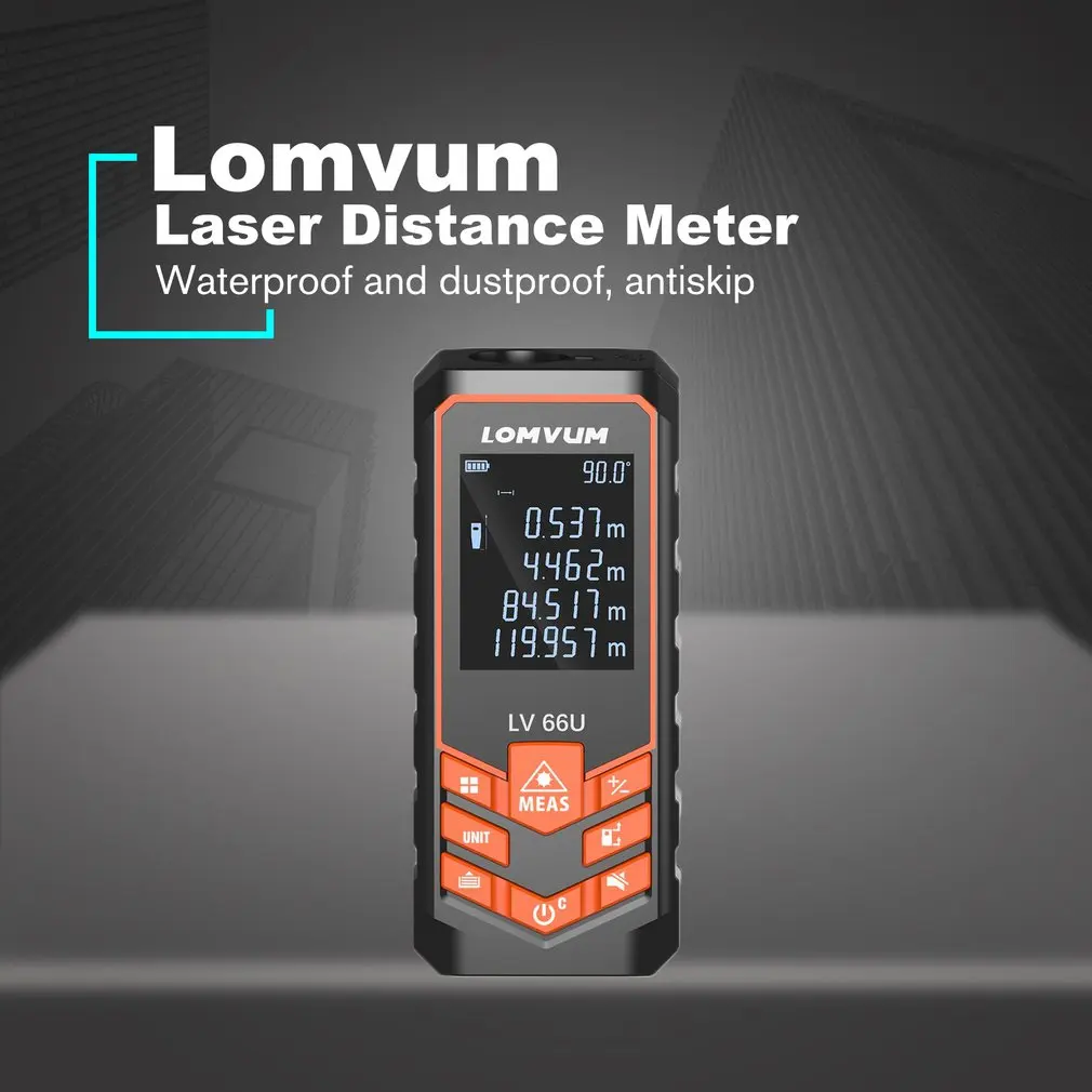 LOMVUM Laser Range Finder Auto Level Distance Meter Measuring Instrument Rangefinder 40m 50m 60m 80m 100m 120M IP65 waterproof