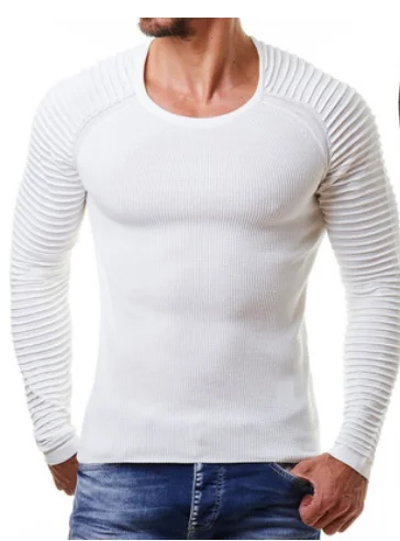 ZOGAA, осень, мужской вязаный свитер, зимний, теплый, Повседневный, в рубчик, в полоску, однотонный, вязанный, пуловер, мужской, с круглым вырезом, облегающий, Вязанный свитер
