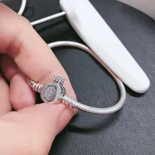 925 стерлингового серебра время Корона О-образная цепь змейки браслет подходит для европейского, чарующий браслет украшенный жемчугом,, ювелирное изделие, подарочный набор