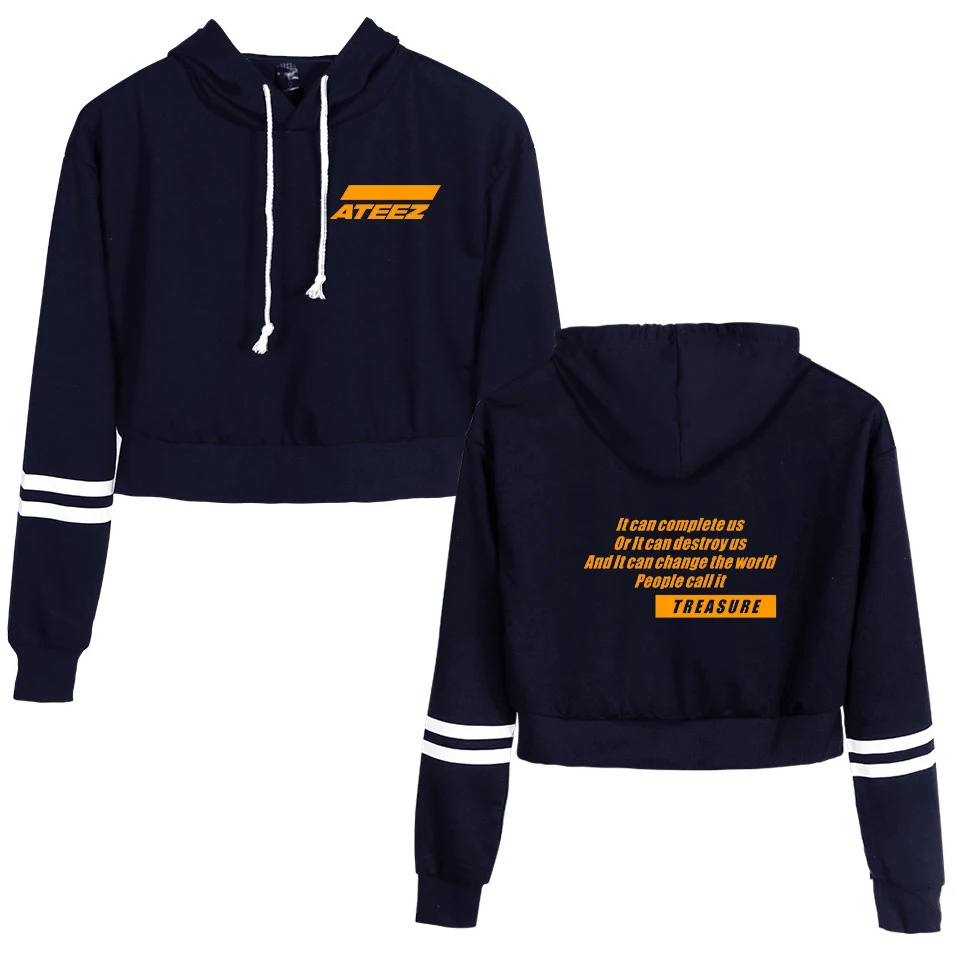 2D ATEEZ новая одежда с принтом пупка kpops Женская Повседневная весенняя одежда Топы Горячая Распродажа монолитные с длинным рукавом толстовки с принтом