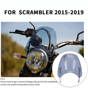 

Motorcycle Touring Front Flyscreen Windscreen Windshield Shield Screen for Ducati Scrambler 2015-2019 (Light Smoke)
