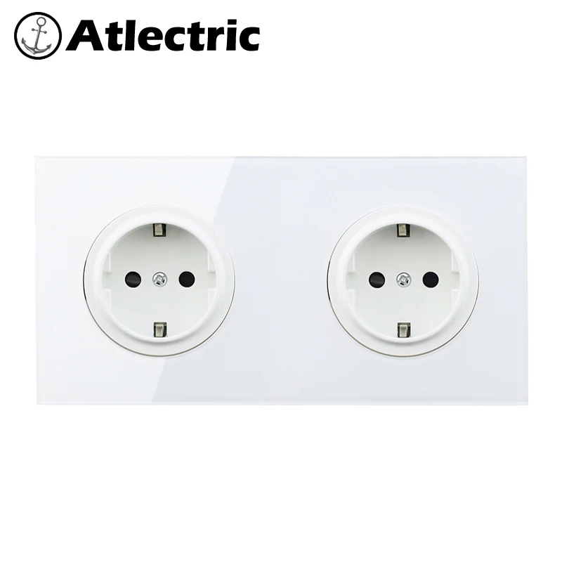 Atlectric весь стеклянный разъем EU/DE/RU 16A розетка настенная розетка Хрустальная стеклянная панель 110-250 В настенная розетка
