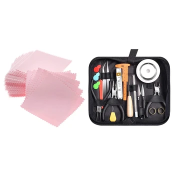 

50 Pack Jewelry Cleaning Cloth,Jewelry Polishing Cloth for Sterling Silver Gold Platinum with 32Pc Jewelry Making Kit