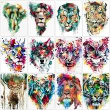 AZQSD Full Square Diamond Embroidery Tiger Wolf Lion Mosaic Rhinestone Needlework Diamond Painting Animal Cross Stich Home Decor
