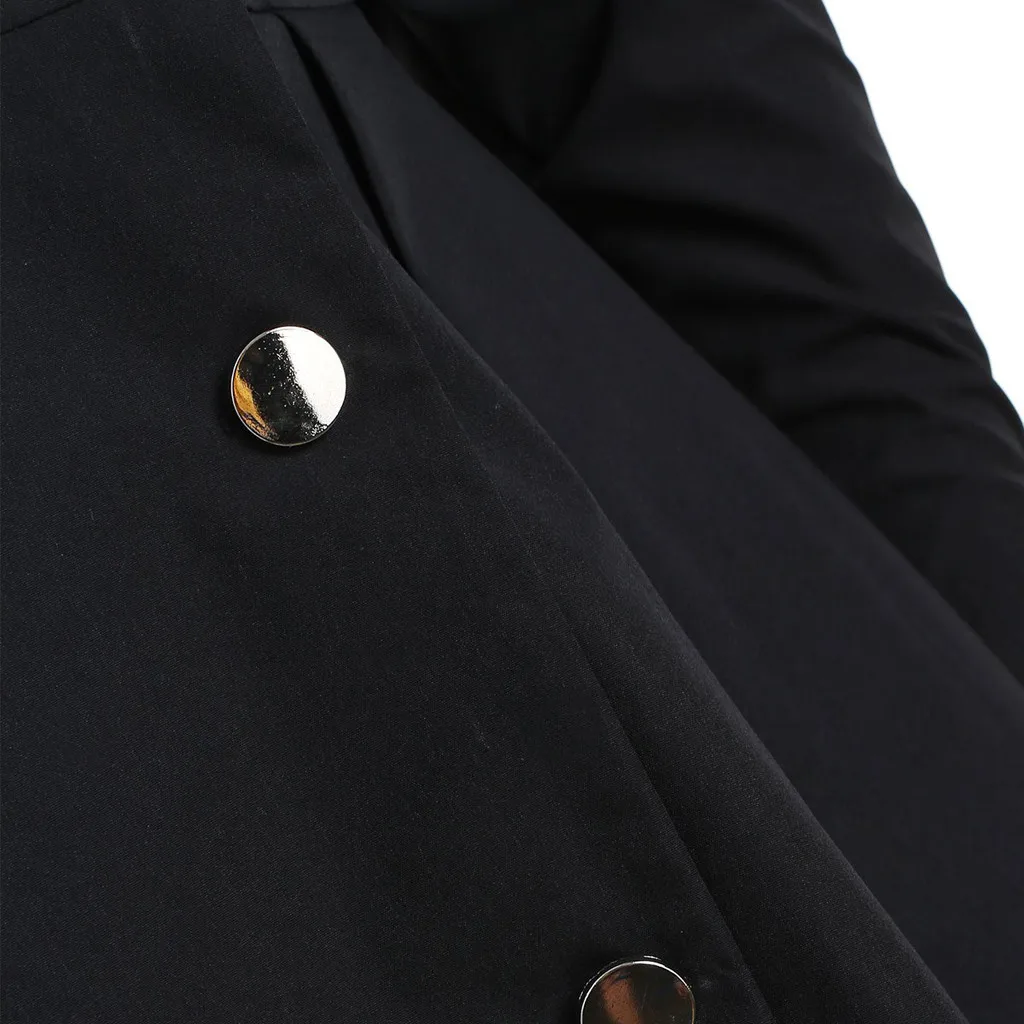 Women Hooded Coats Jackets 2women Plus Size Asymmetric Fleece Hooded Single Breasted Long Drap Buttons Thin Windbreakers
