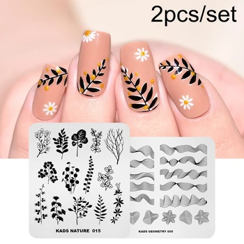 

KADS 2pcs/set Nail Stamping Plates Set Nail Stamping Kit Designer Nail Stamp Nail Art Stencil leaf stamp Chinese Nature 2020 New