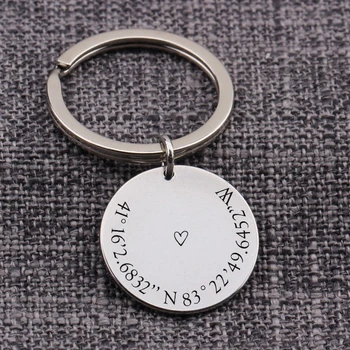 

Custom Position Round Tag Pendants Jewelry Keychain Keytag Accessories Longitude And Latitude Distance Love Keepsake Pendants