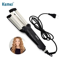 KEMEI Professional Hair Curler With 3 Barrels Big Wave Curling Iron Ceramic Hair Styling Tool Rollers Hair Crimper For Baby Liss