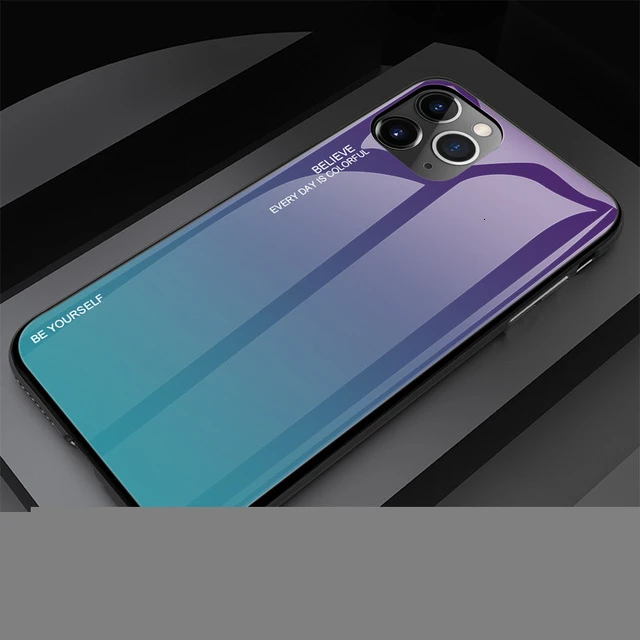 Градиентный чехол для телефона из закаленного стекла для Apple iPhone 11 Pro Max X XS XR 8 7 Plus 6 6S силиконовый мягкий край бампер 1000 шт - Цвет: 03