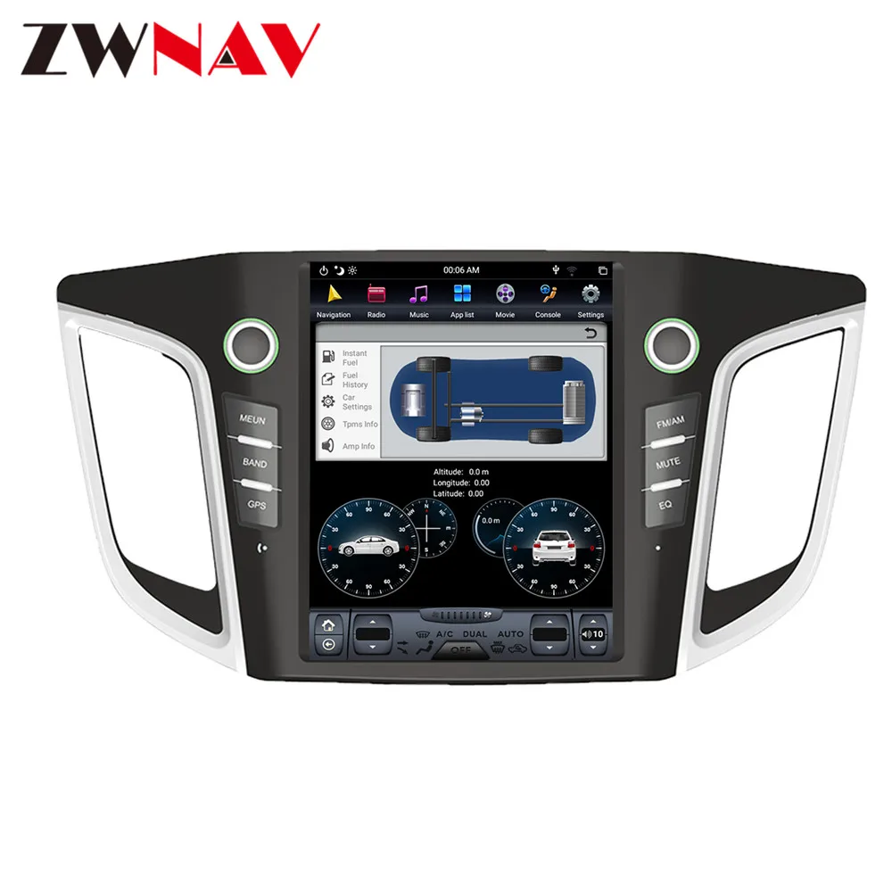 Cheap Android 8.1 4GB PX6 Tesla style Car GPS Navigation For HYUNDAI IX25/HYUNDAI CRETA Radio Tape Recorder HeadUnit Multimedia Player 7