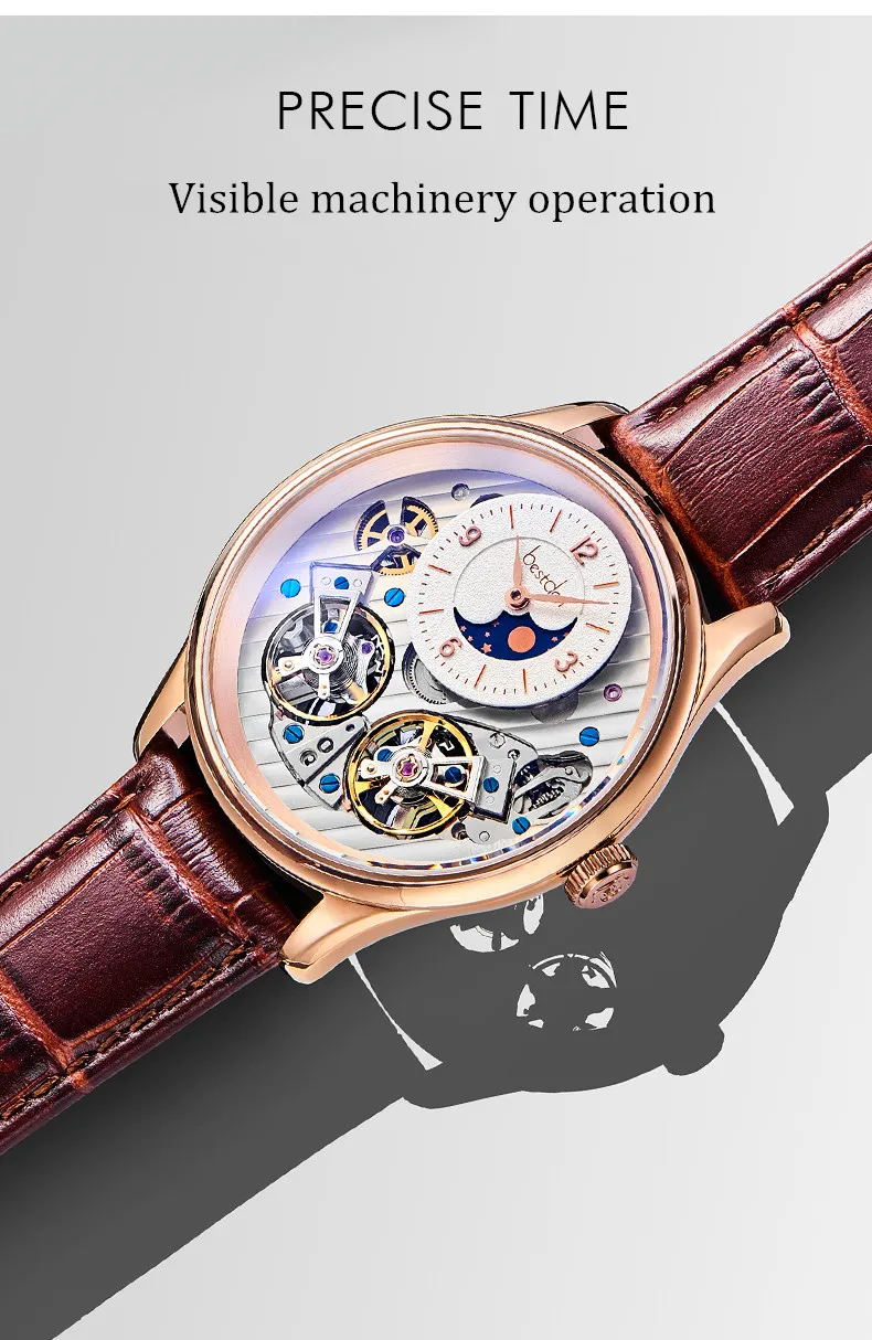 Швейцарские роскошные брендовые механические часы для мужчин с двойным скелетом, Мужские автоматические часы, водонепроницаемые спортивные часы montre hour