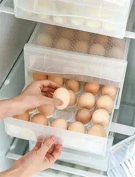 

60 Grids Egg Storage Box,Sterilization Double-layer Drawer Type Transparent Container for Refrigerator Kitchen