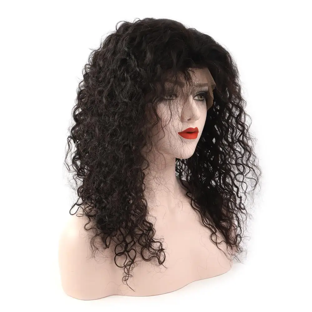 Vlasy Jerry Curl натуральный цвет Remy человеческие волосы парики 150% плотность предварительно выщипанные волосы с волосами младенца кружева передний парик 14 ''-22''