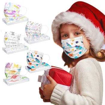 

50pcs Mix Print Children Disposable Mask 3 Layers Ply Filter Non-woven Cartoon Mask Breathable Earloops Mouth Mask Mascarilla