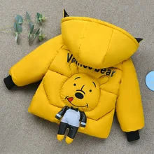 Детская одежда новые хлопковые детские Куртки Детский пуховик хлопковое длинное пальто с рисунком