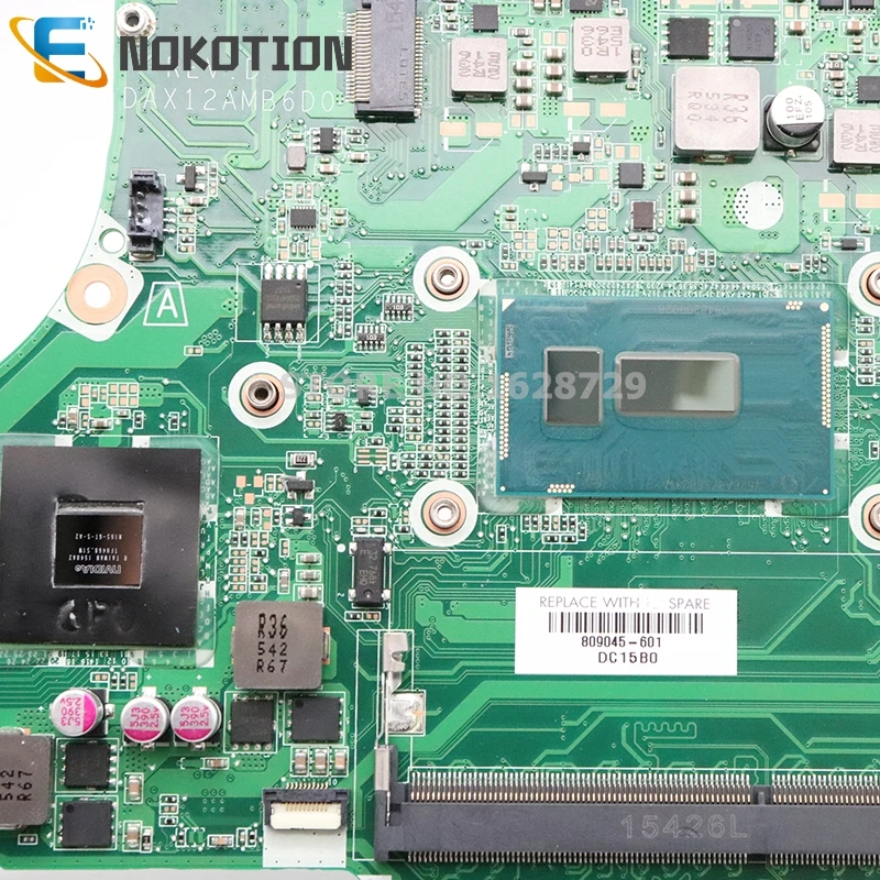astounding  NOKOTION 809045-601 809045-001 For HP Pavilion 15-AB Laptop Motherboard DAX12AMB6D0 SR23W I7-5500U 