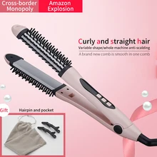 Профессиональный Плоский Утюг светодиодный выпрямитель для волос щетка 2 в 1 керамическая плойка для завивки волос для всех типов волос