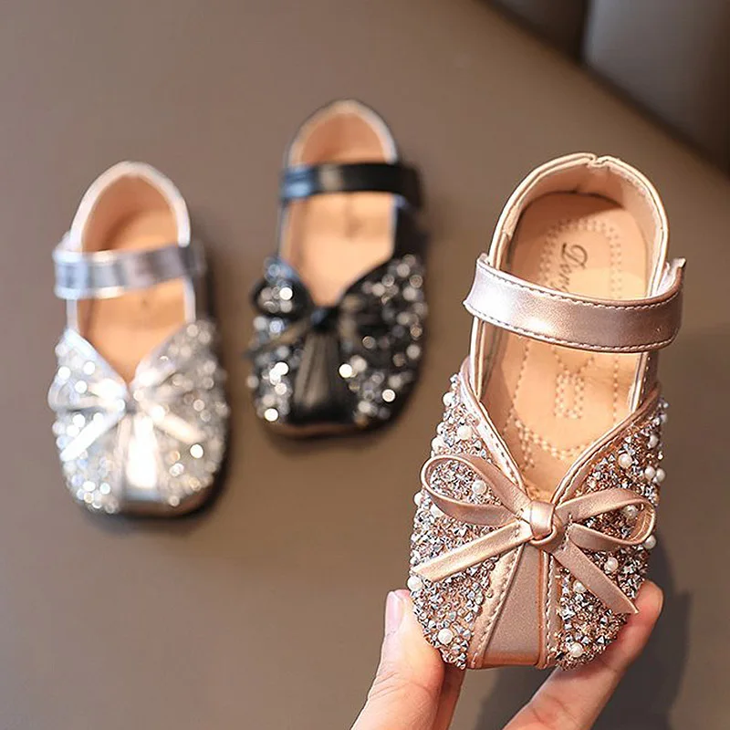 

Spring Autumn Girls Princess Shoes Bling Wedding Shoes Bridal Crystal Dance Shoes For Big Girl Kids Mary Jane Baby Toddlers K211