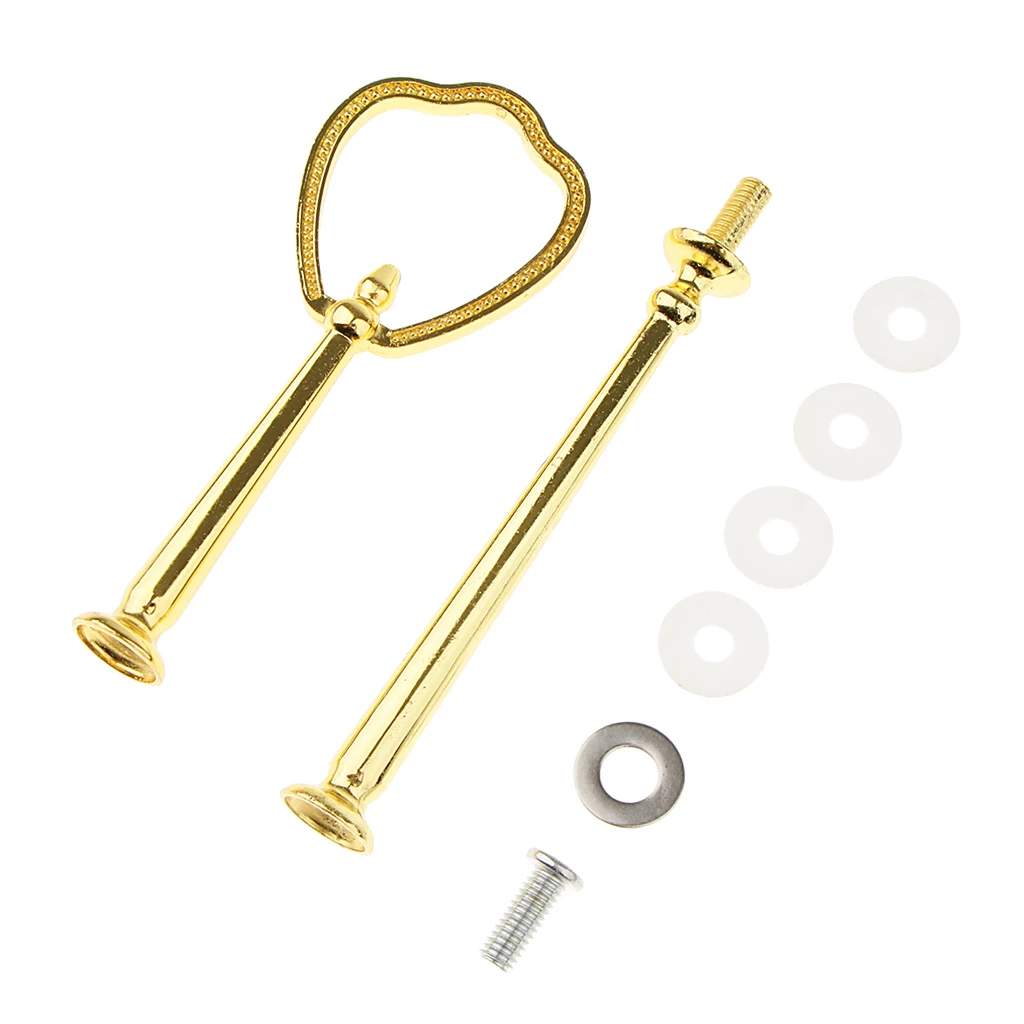 2 Tier Cake Holder Dessert Fruit Plate Stand Center Handle Fitting Silver/Gold