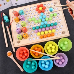 Hot 10 styles Montessori Wooden Toy Hand Movement Training Clip Bead Color Cognition Bead Clipping Wooden Toys for Children gift