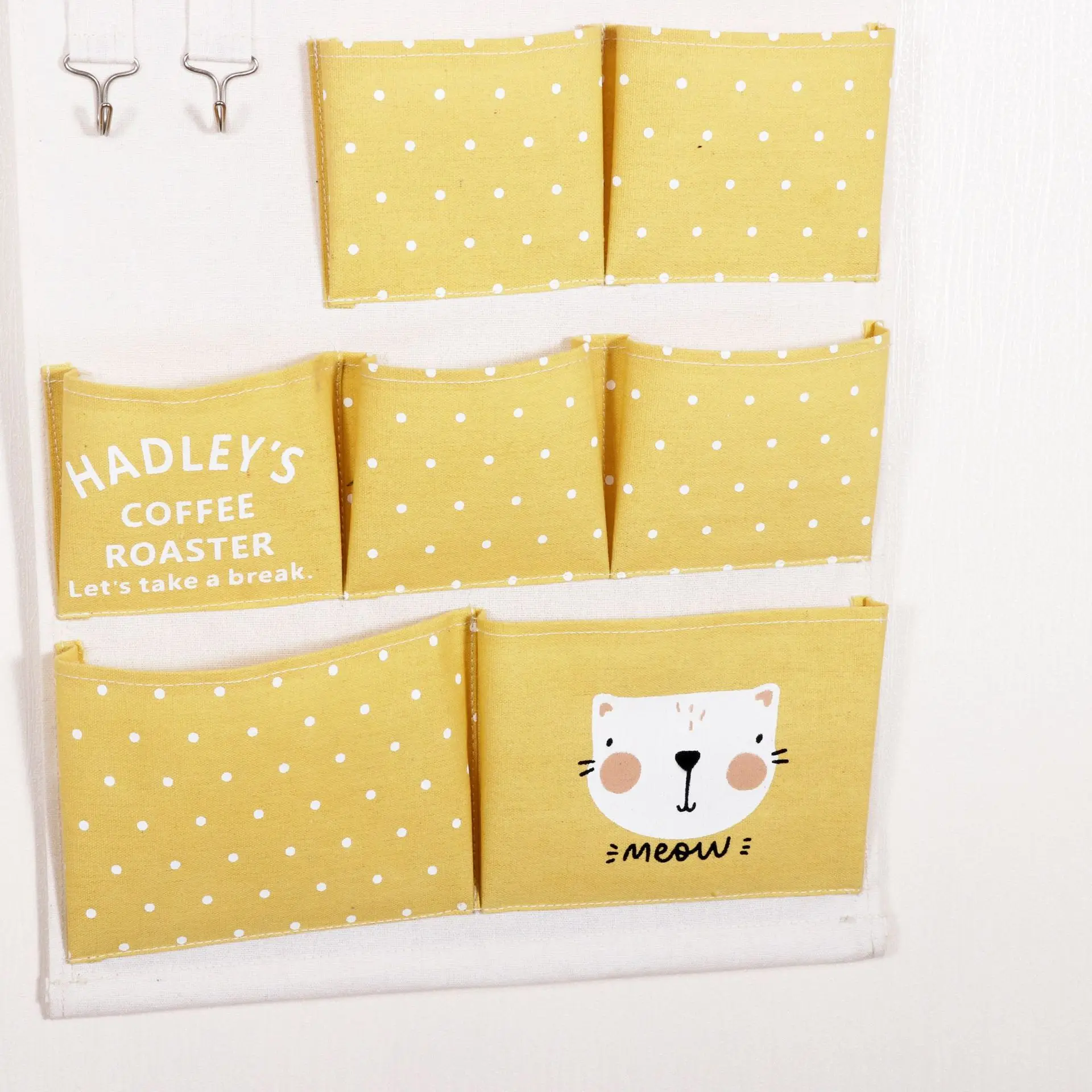 New Products Cotton Linen Cartoon Hanging Storage Bag Bedroom Storage Bag Cloth Arts And Crafts Storage Bag Manufacturers Direct