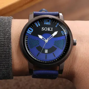 

2019 Fashion watches mens Blue Smile luxury business sport quartz wrist watch leather watchband reloj hombre relogio masculino