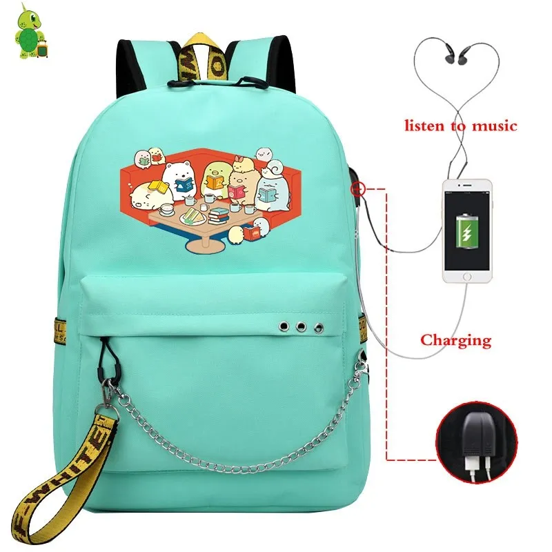 26 Mochila, мультяшный рюкзак Sumikko, школьные сумки для девочек-подростков, Usb зарядка, рюкзак для ноутбука, женские рюкзаки, корейский рюкзак для путешествий - Цвет: 26