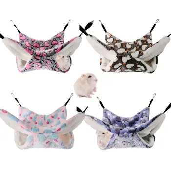 

Double Layer Hamster Sugar Glider Hammock Soft Plush Small Pet Cage Sleeping Bed Winter Warm Squirrel Swing Nest for Parrot