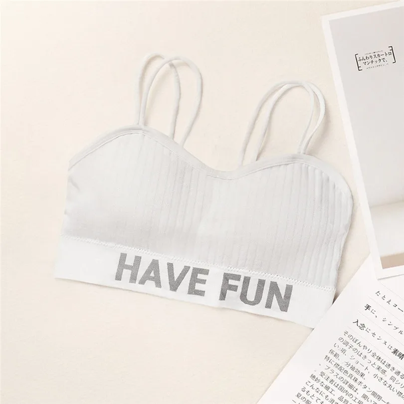 HAVE FUN Letter Print Bras For Women Sling Wrap Top Seamless Sports Bra Push Up Underwear Bralette Encaje Mujer 30DEC2714