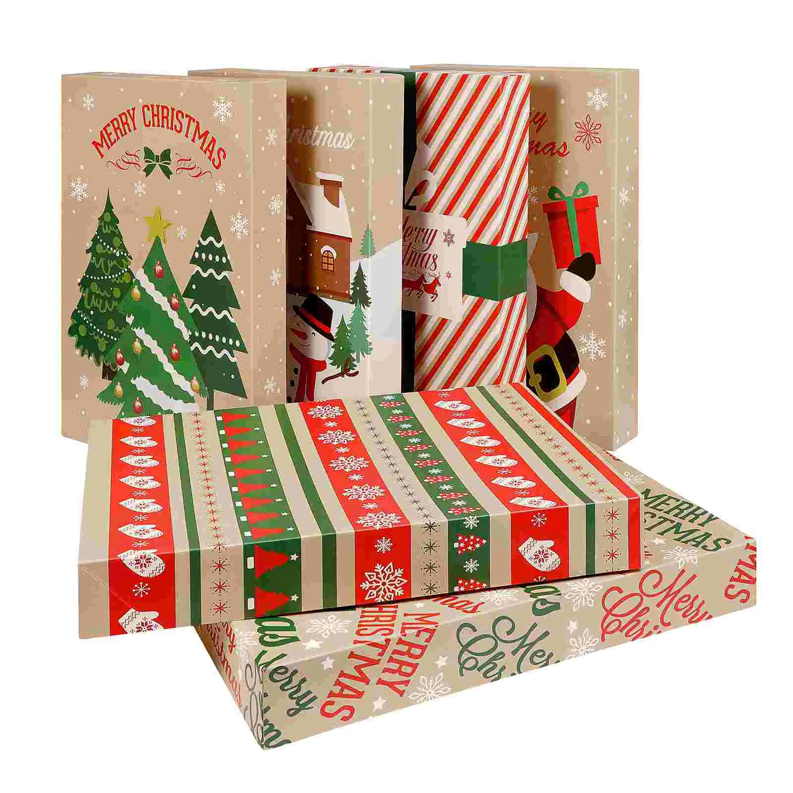 PRETYZOOM 6pcs Christmas Patterned Gift Wrap Boxes Clothes Presents Holder Holiday Treat Party Favors | Дом и сад