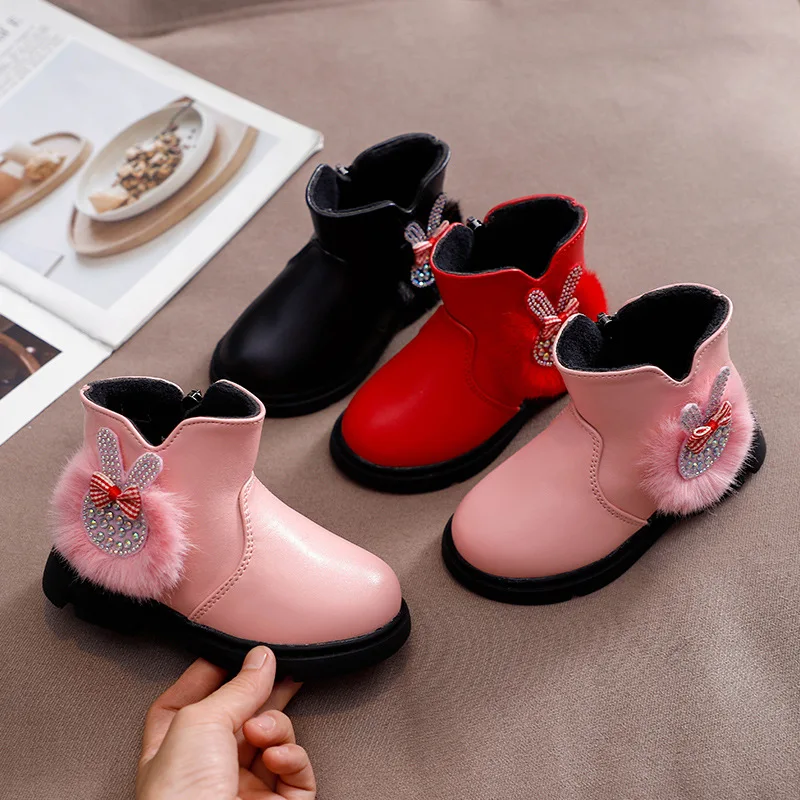 

Winter Girls Fashion Snow Boots 2020 Hot New Princess Girls Add Cotton Plush Martin Boots Childrens Warm Non-slip Shoes E67