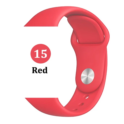 Ремешок для Apple watch band 5 4 44 мм 40 мм correa iwatch 4 3 2 42 мм 38 мм спортивный силиконовый браслет pulseira аксессуары для Apple watch - Цвет ремешка: 15-red