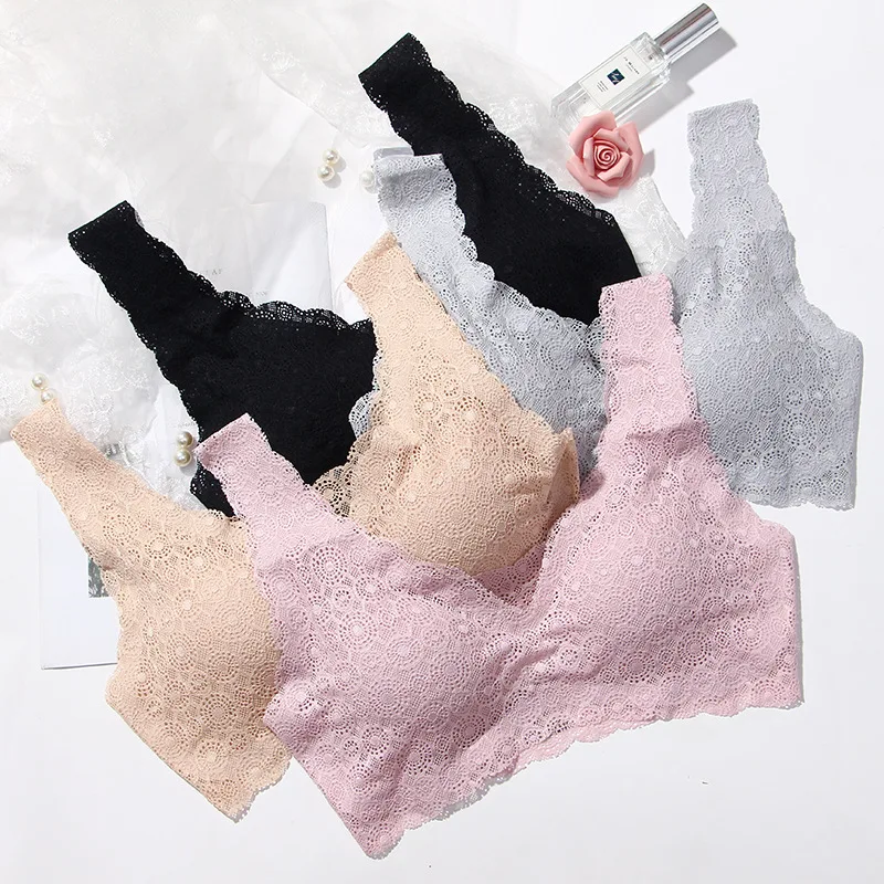 

Full Lace Premier Seemless Bra without Steel Ring Bra Bare Sense Underwear Non-Steel Ring Lace Sexy Lace Beauty Back