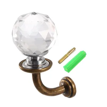 

uxcell 1Pcs Decorative Window Drapery Holdback 1.2" Dia Clear Glass Crystal Curtain Holder Wall Mounted Hook Hanger Bronze