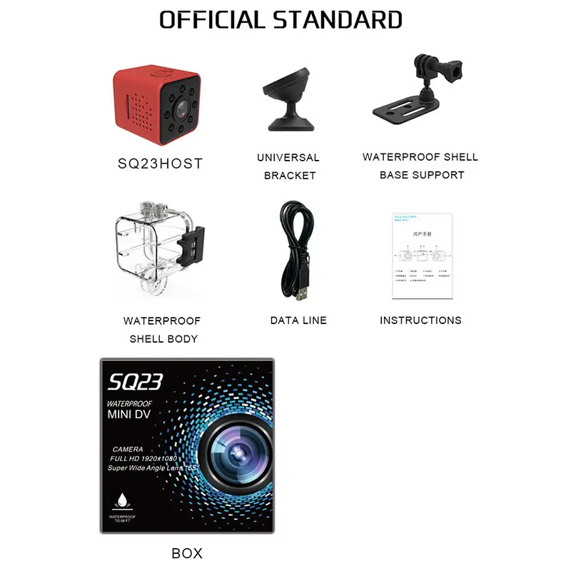 SQ23-Red Оригинальная Wi-Fi камера SQ13 SQ23 мини камера SQ12 SQ11 HD 1080P 480P ночное видение видео рекордер Микро камера Поддержка Скрытая TF карта - Цвет: SQ23-Red