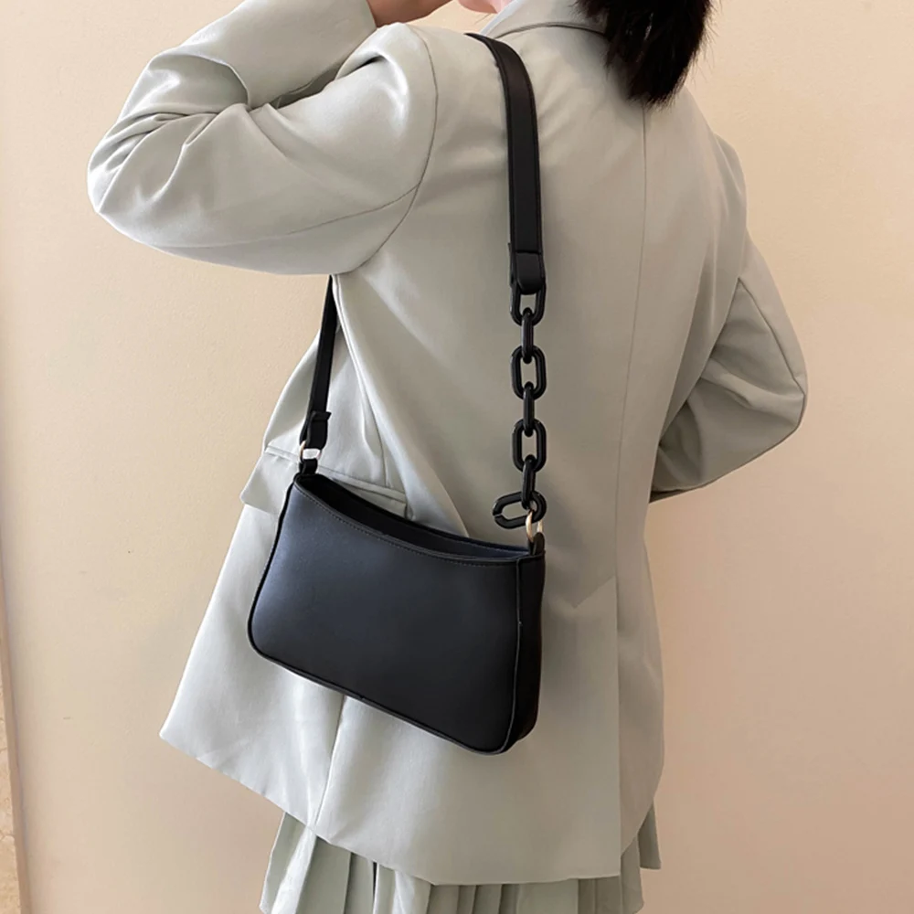 

Solid Color Leather Armpit Bag Fashion Women's Shoulder Bags Daily All-match Women's Zipper Small Shoulder Bags Large Capacity