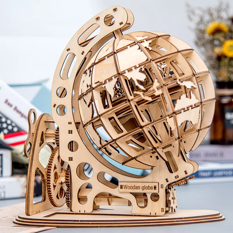 Деревянные круглые головоломки 3D DIY механического привода модель передачи