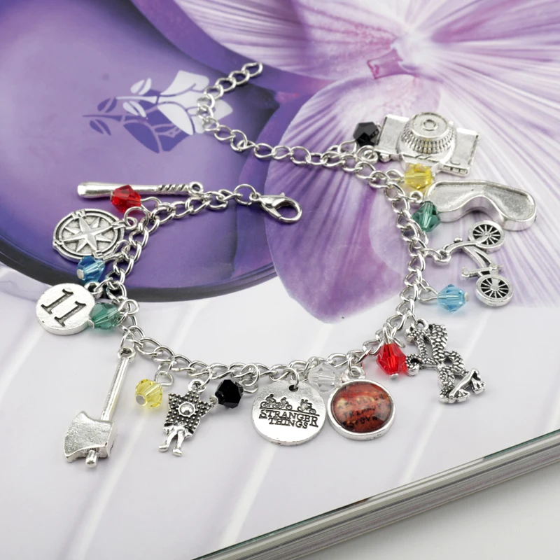 Fashion Stranger Things Crystal Beads Camera Phone Ax Bike 11 Bracelets Bangles For Woman Girls  Jewelry Gift
