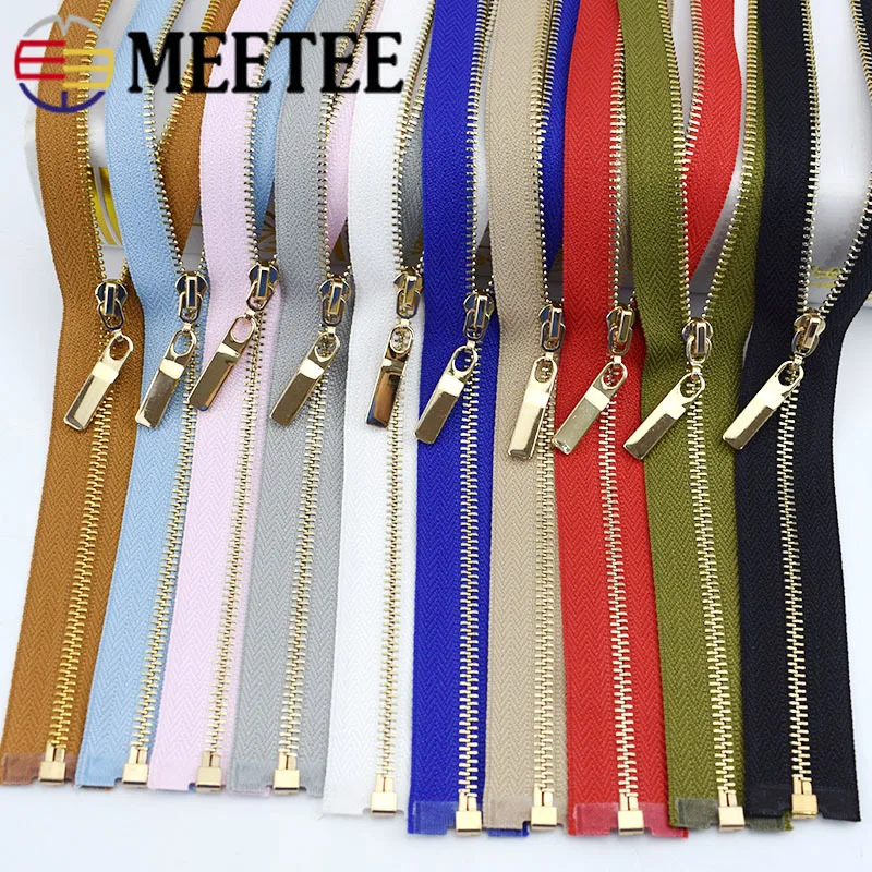 Металлические молнии с открытым концом Meetee 5 шт. 40/70 см 3 # золотые зубья