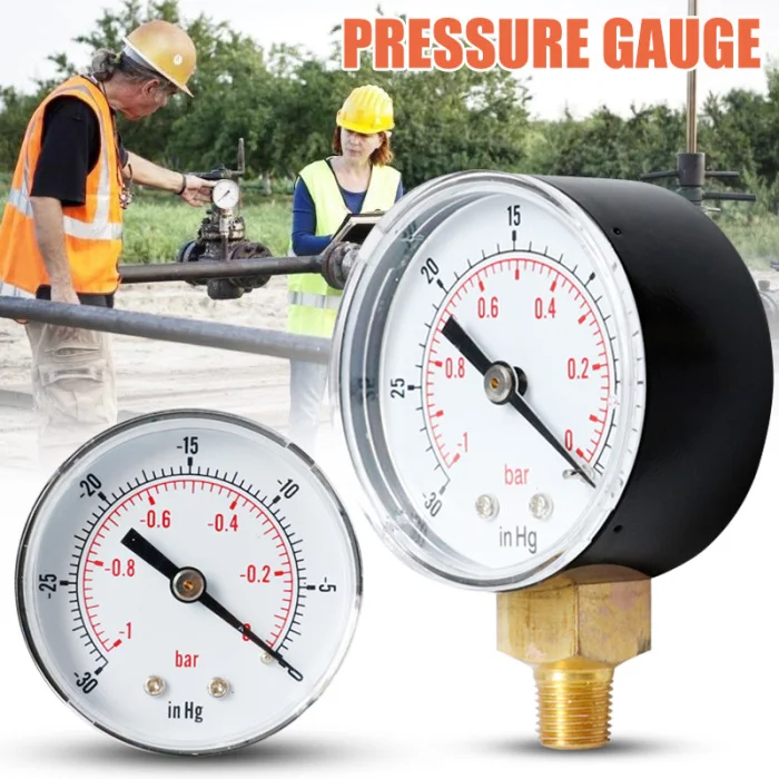 Mini Air Vacuum Pressures Gauge Double Scale 50mm Pressures Meter 30inHg 1/8 Inch TSH Shop