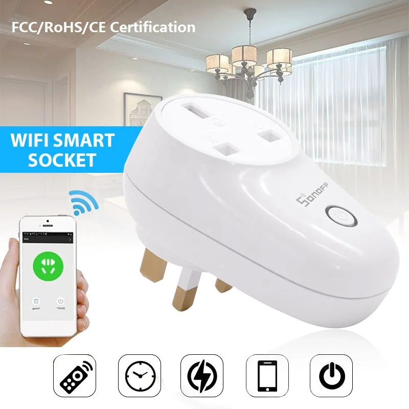 Sonoff S26 WiFi умная розетка Беспроводной Wi-Fi Великобритания умный дом переключатель