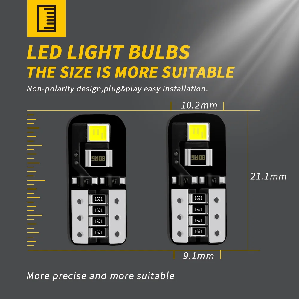 DXZ 200 шт. W5W светодиодный T10 светильник Canbus 168 194 2 SMD белый автомобильный внутренний