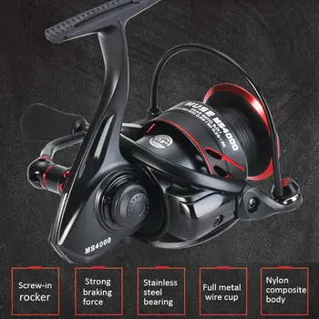 

Spinning Wheel Fishing Wheel Left Right Interchange Spool Gear Black Red 13+1BB Metal Road Fishing Reel